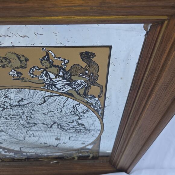 Vintage Frame Mirror Mappe Monde Du Globe World Map by Jan Barend Elwe 23 x 28 - Picture 11 of 16